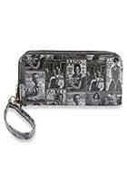 Obama Magazine Print Wristlet Wallet - Black-White